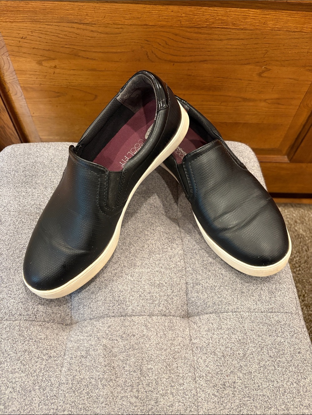 Dr. Scholl's Black Slip-On Casual Loafers with White Sole